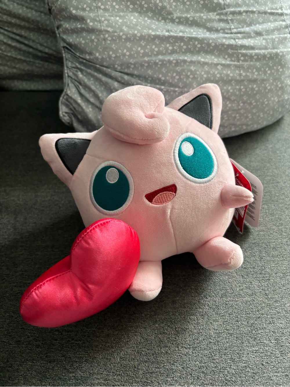 Pokemon Pink Jigglypuff Plush with Red Heart Accessory